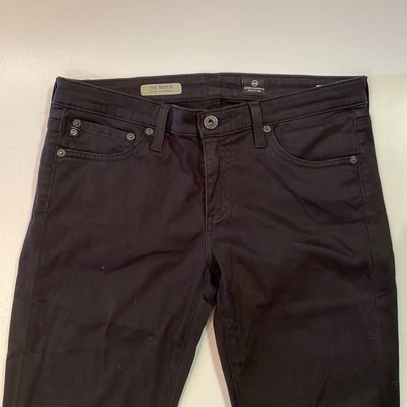AG Stevie Slim Straight Leg - Black Velour - size 28 r - Picture 5 of 7
